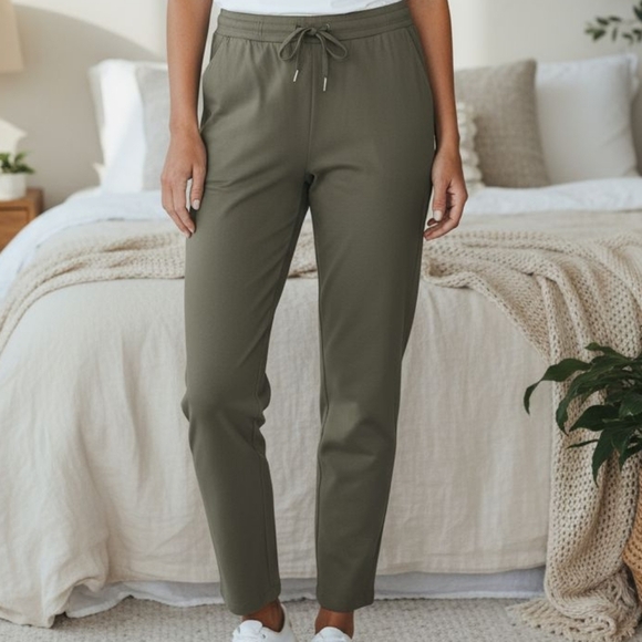 Joie - NWT Olive Green Straight Leg Pants W/ Tie String, Elastic Waist, Size P/S - Picture 9 of 9